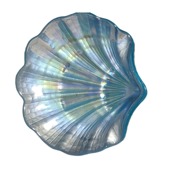 Set of 2 Vintage Lusterware Glass Seashell Dishes - Picture 5 of 10